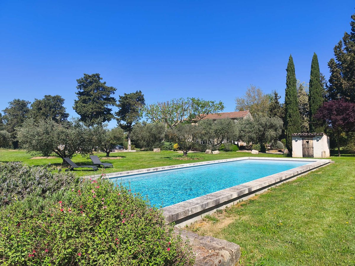 Piscine de 15 m dans le parc arboré du Gîte de Lola en Provence
